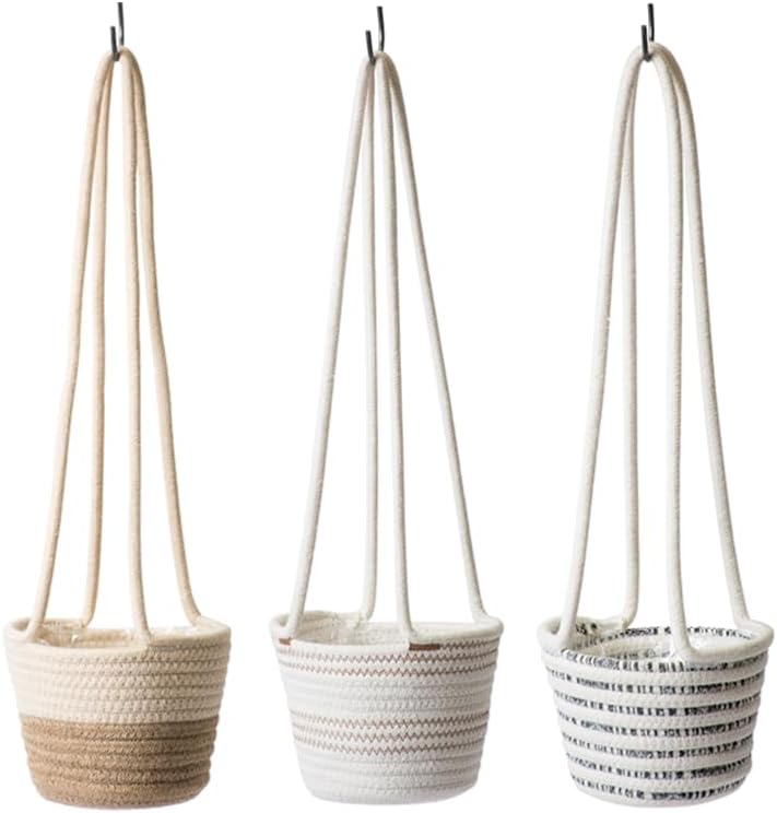 SuperMoss (54029 SoftWeave Hanging Planters for Indoor Plants 6″, Mixed Case, Set of 3, 6 inch Plant Flower Pots