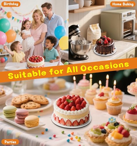 5 PCS Cake Boards 10 Inch Round, White 10 Inch Cake Boards Round 3mm Cake Board, Food Grade & Greaseproof Cake Base, Rose Pattern Cake Board Cardboad Circles for Displaying Cakes, Dessert by GBF
