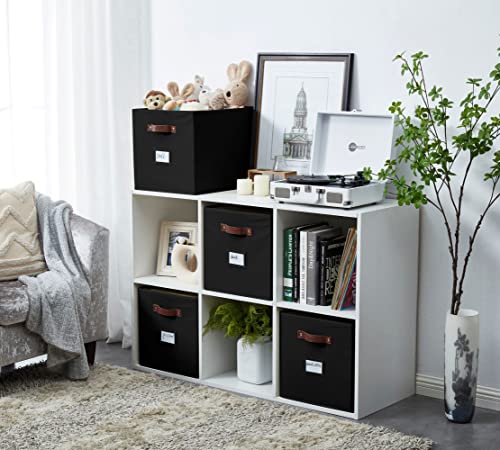 Image of DECOMOMO Storage Baskets 13x15x13 Storage Cube Bins with Label Holders, Kallax Storage Cubes for Organizing Shelves Nursery Toy (Kallax / 4pcs, Black)