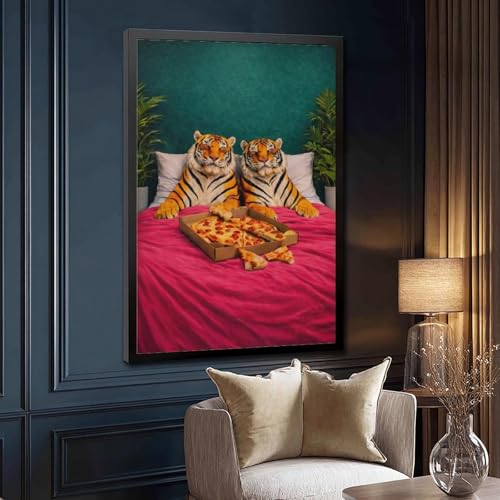 Poster tigre imprimé pizza 40,6 x 61 cm - Décoration de bureau - 3