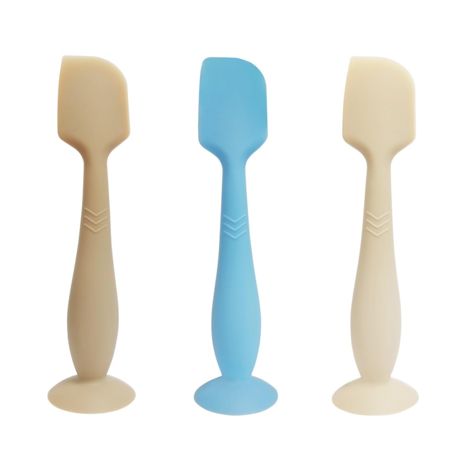 KASTWAVE 3 Pack Baby Diaper Cream Spatula Applicator, Soft Silicone Butt paste Spatula Diaper Cream Brush with Suction Cup Base (Grey, Blue, White)