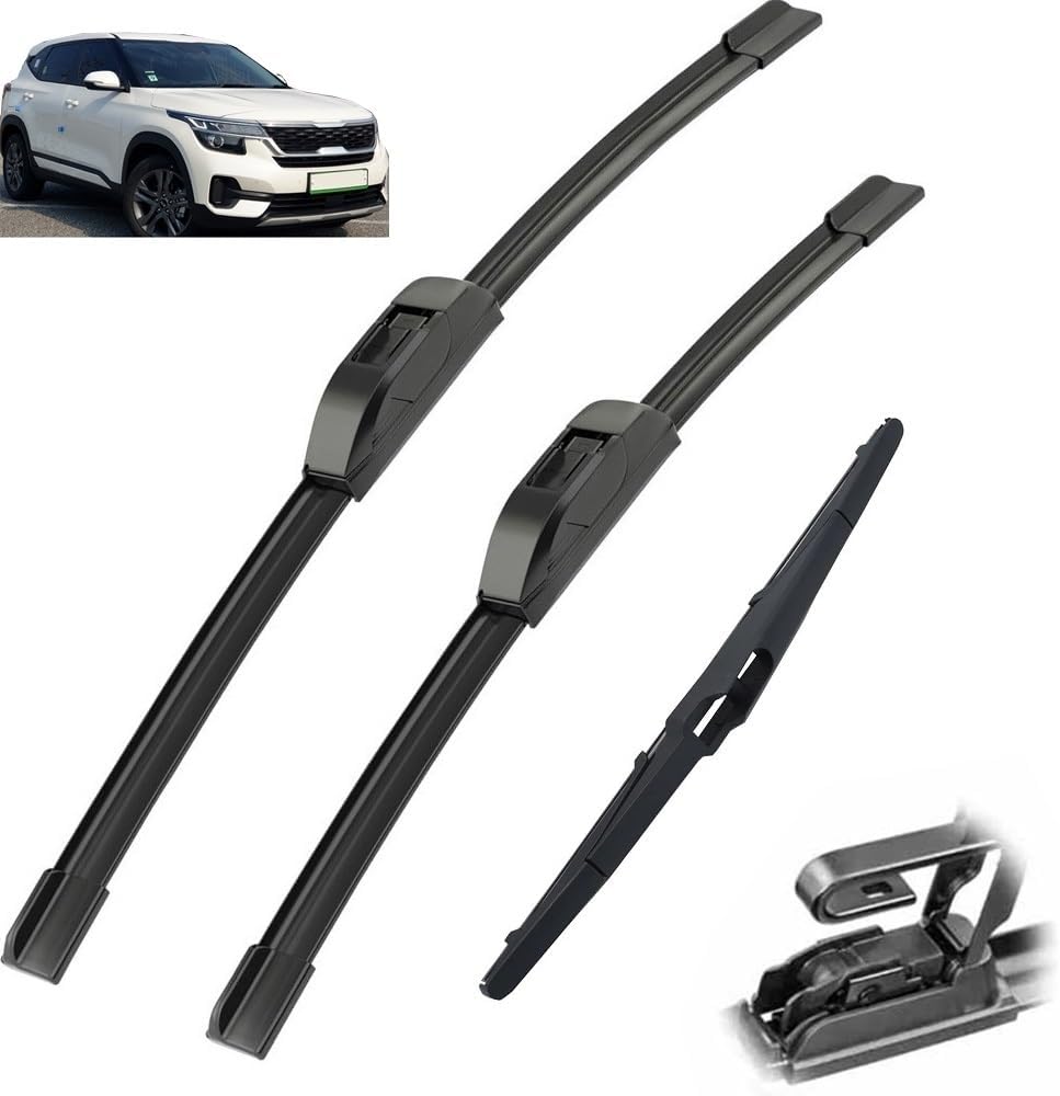 Wiper Front & Rear Wiper Blades Set Compatible with Kia Seltos 2019-2023 Windshield Windscreen Window 24"+18"+11"