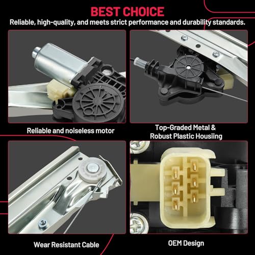 Image of BDFHYK 748-508 Power Window Regulator with Motor Front Left Driver Side Compatible with Chrysler Town & Country, Compatible with Dodge Grand Caravan, Replace# 68030655AA, 68030657AA