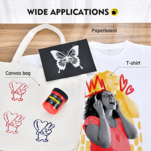 Magicfly Fabric Screen Printing Ink Starter Set, 6 Colors x 4 oz, Water