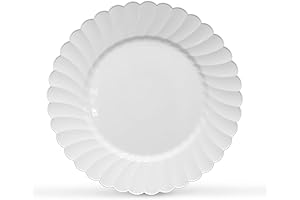 Premium Hard Plastic White Plates, Disposable, 9 Inch