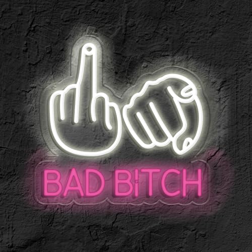 Image of Bad Bitch Fuck Off Neon Sign Wall Decorated for Beer Bar Pub Men Cave Teens Bedroom Room Gaming Room,LED Dimmable USB Light for Christmas Birthday Party