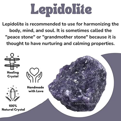 Image of Amazing Gemstone 2 Pieces Lepidolite Raw Crystals and Healing Stones, Natural Rocks for Tumbling and DIY Raw Stones and Crystals