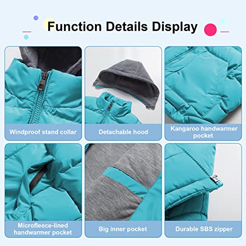 Pursky Kids Thicken Puffer Vest Warm Winter Coat Hooded Puffy Jacket Quilted Winter Outerwear Blue 10-12 #TOP5