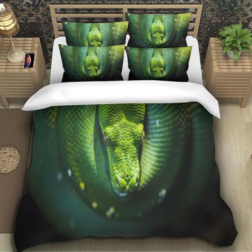 Housse de couette serpent vert de qualité supérieure avec taies d'oreiller super douces - 5