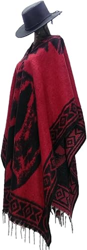 Miniatura 3 de Sharpshooter Conjunto de poncho de lobo aullando de luna llena roja y sombrero de vaquero negro