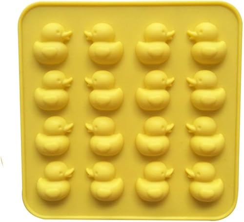 Moldes de silicona para tartas de 16 cavidades, mini molde para hacer cubitos de hielo en forma de pato 3D, molde de silicona suave de fácil