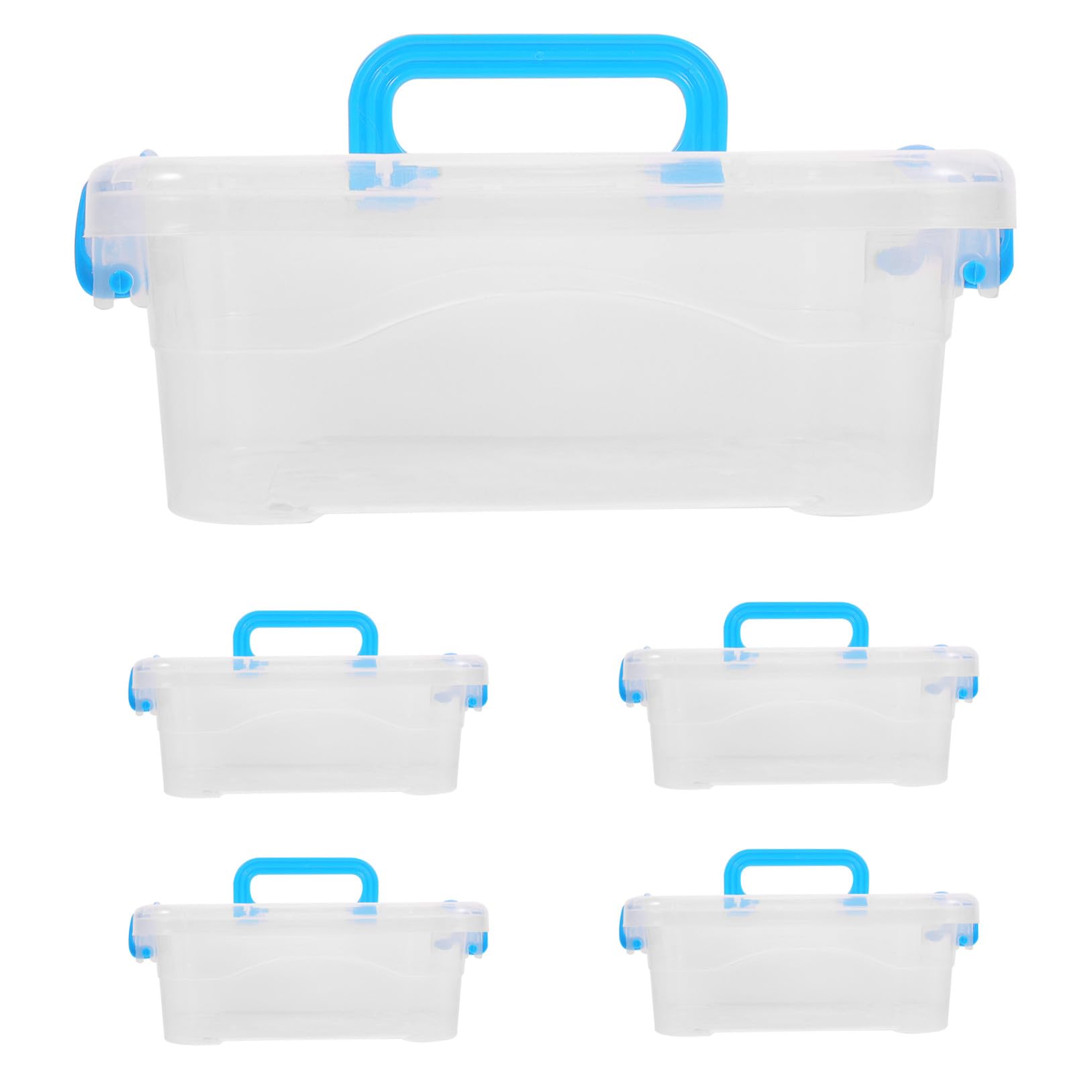 Caja de Almacenamiento de Plástico Azul con Asa, 5 Piezas