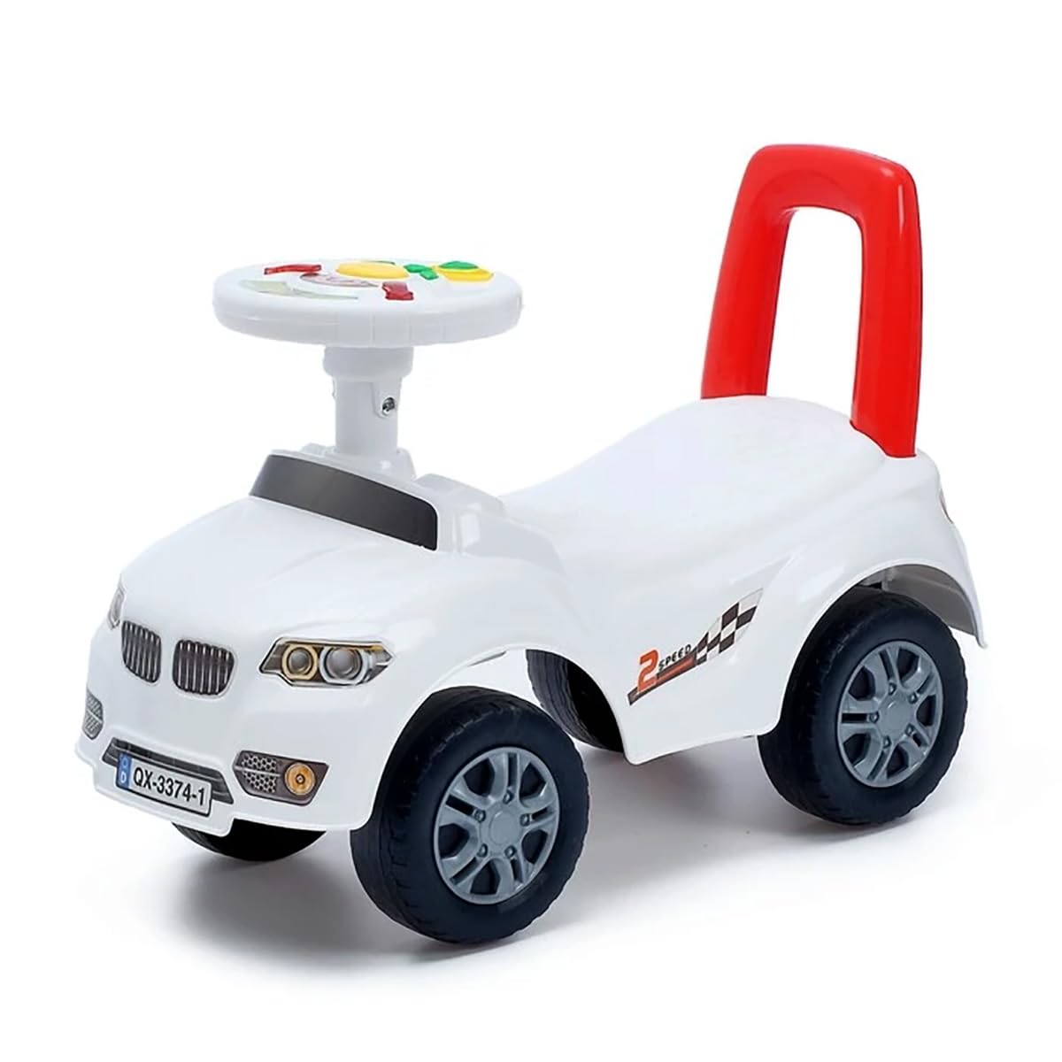 Coo11 2-in-1 BMW Ride On Car & Push Along Walker for Toddlers, Foot-to-Floor Sliding Car with Back Support, Horn & Sound Effects Steering Wheel, Baby Fun Learning Vehicle Toy for 1-3 Years Boy & Girl