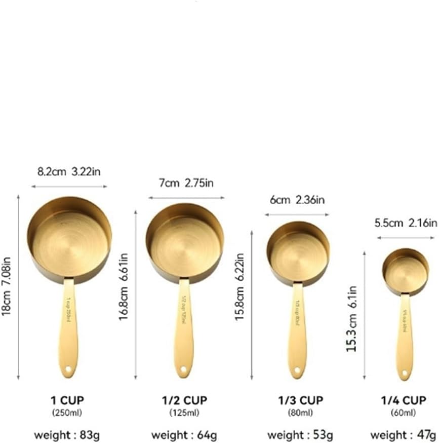 計量スプーン 目盛り付きステンレス製計量カップ4個セット キッチン用(Colour 3)
