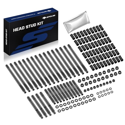 SPELAB 12-Point Cylinder Gasket Head Stud Bolts Nuts Kit Compatible with Chevy 1997-2003 LS1 LQ9 LS6 4.8L 5.3L 5.7L 6.0L Engines, Cylinder Head Stud Assembly Kit &amp; Assembly Lubricant