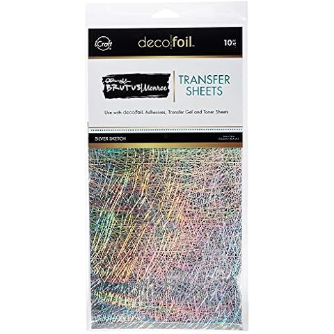iCraft Deco Foil Transfer Sheets by Brutus Monroe, 6" x 12", 10 Sheets per Pack, Silver Sketch Cover