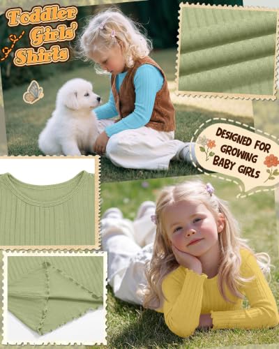 Image of 3 Pack Toddler Girls Cute Long Sleeve Cotton Shirts