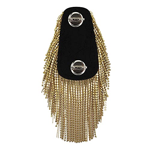 Image of Tassel Epaulettes Shoulder Crystal Chain Fringe Shoulder Badge Brooch Pins for Ringmaster Costume 2 pieces (gold)