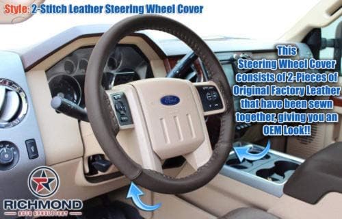 Richmond Auto Upholstery - Steering Wheel Cover Compatible with 2015-2016 Ford F-350 King Ranch, Brown