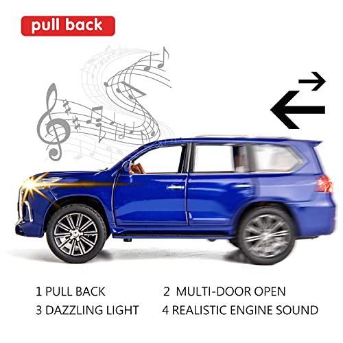 Image of Metal Pull Back Diecast Car 1:24 Big Lexus Lx570 Pull Back Car Model With Sound Light Boys Gifts Toys For Kids?Pack Of 1?,Multicolor