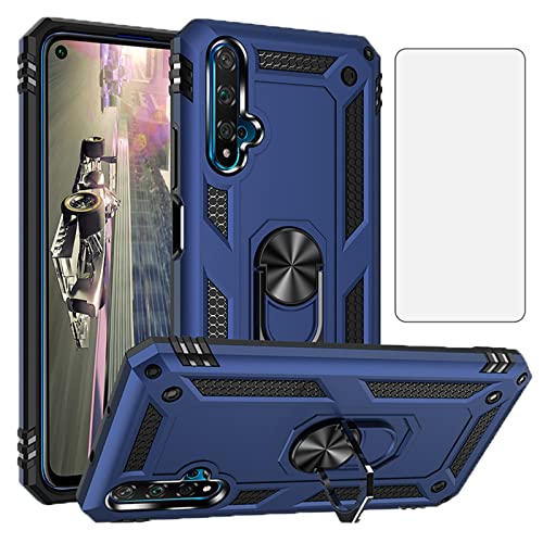 Asuwish Handyhülle für Huawei Nova 5T/Honor 20 Hülle mit Glas Folie Schutzfolie und Magnetisch Ring Ständer Cover Hawaii Honor20 Pro 20S T5 YAL-L21 Slim Handy Hüllen Schutzhülle Phone Case Blau