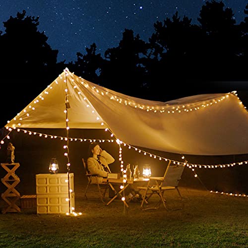 𝙕𝙊𝙐𝙏𝙊𝙂 Battery String Lights, 33Ft 100 Led Bulb Warm White Battery Operated 𝘾𝙖𝙢𝙥𝙞𝙣𝙜 𝙇𝙞𝙜𝙝𝙩𝙨 With Remote Controller, Timer Fairy Light For Christmas/Wedding/Party Indoor And Outdoor #TOP1