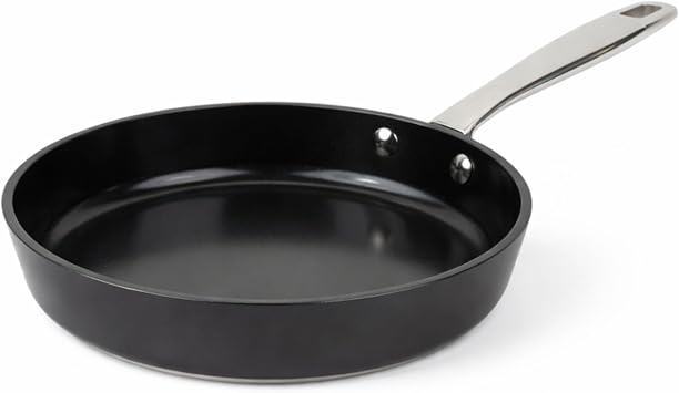 Alva Maestro 9.5-Inch Ceramic Nonstick Frying Pan, PFAS-Free Non Toxic Egg Pan, Induction Safe Big Skillet with Stainless Steel Handle, Heavy-Duty Aluminum, PTFE & PFOA Free, Black