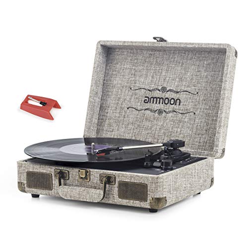 Vinyl Record Player, ammoon 3 Speed Turntable Blue Tooth Record Player with 2
