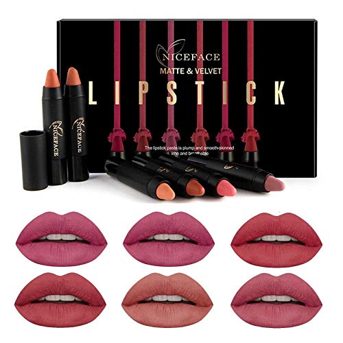Rechoo 6 Colors Matte Lipstick Long lasting Moist Lipstick Pencil Set of Nude (03)