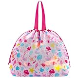 LAHAQIQI XXL Mesh-Netztasche für Strandspielzeug mit Kordelzug, Falbar Leichtgewicht & Praktisch für Schwimmbad, Reisen & Sommer-Essentials für Frauen und Kinder (Rot Muschel-Rose)