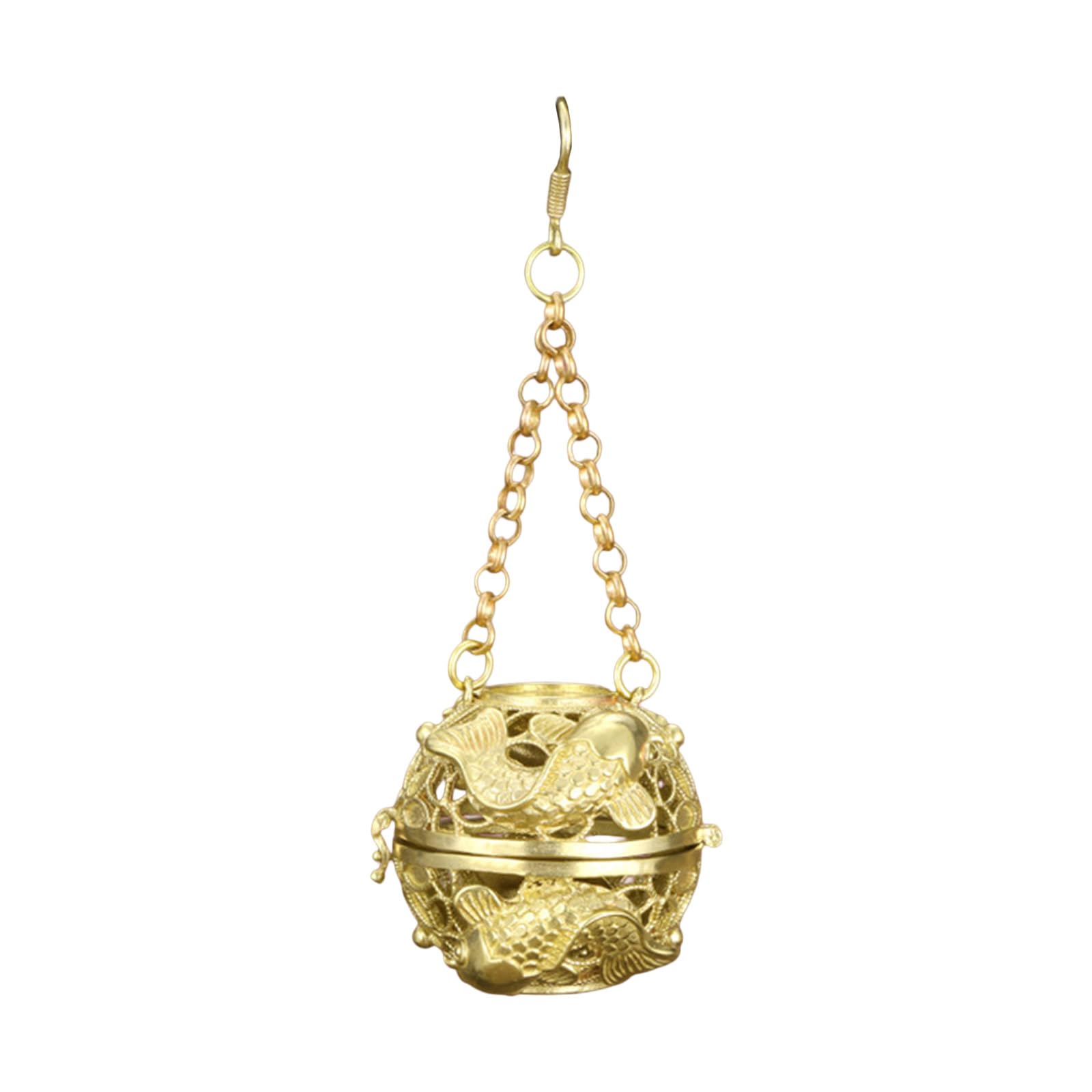 Antiqued Brass Aromatherapies Ball with Hollowout Design Hanging Incenses Burners for Home Decors Fragrances Diffuser Brass Furnaces Ball
