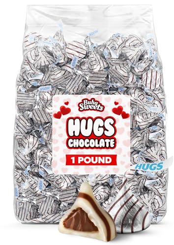 Milk Chocolate Hugs Valentine Candy -1 Pound Individually Wrapped Valentine’s Day Chocolate Candy For Parties, Gift Bags, Candy Bowls & Treat Exchanges