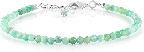 InfinityGemsArt Natural Bracelet For Women Gemstone Micro Beads Dainty Jewelry Christmas Gifts for Women, Birthstone, Stone Jewelry 925 Sterling