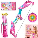 Innofans Jouet Licorne pour Fille, Arc et Flèches Enfant avec 20 Flèches à Ventouse & Cible, Kit de Tir à l'arc avec Carquois, Cadeau Licorne pour Filles de 3 4 5 6 7 8 9 10 Ans