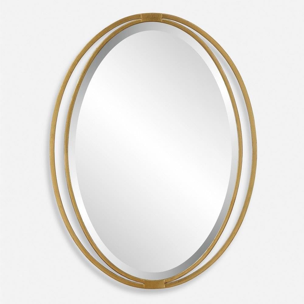 Wall Mirror - Gold, Metal, Oval