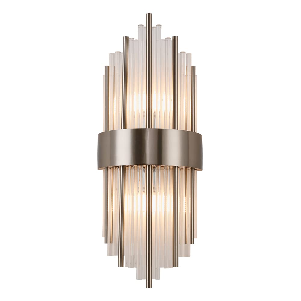 WABON Modern Crystal Wall Lamp Nickel Wall Sconce Crystal Wall Light Fixtures for Living Room Bedside Hallway Stairway
