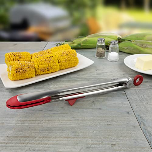 Tovolo Stainless Steel Handled Mini Turner Tongs With Wide Silicone Tips & Silicone Grips On Handles, Non-Stick & Heat-Resistant Silicone, Bpa-Free & Dishwasher-Safe #TOP3