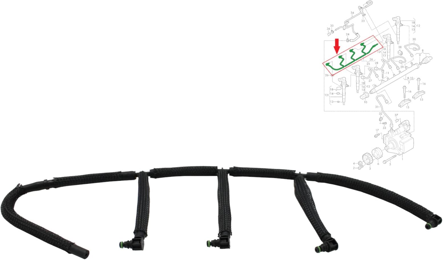 Fuel Injector Leak Off Return Pipe for Volkswagen VW Golf Passat Polo Caddy Beetle Audi A1 A3 Seat Ibiza Leon Toledo Skoda Octavia Superb Fabia Rapid 1.6 TDI 03L130235AF