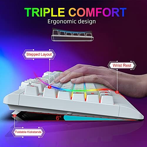 Wireless Gaming Keyboard and Mouse Combo with RGB Rainbow LED Backlit Rechargeable 4000mAh Battery Mechanical Ergonomic Feel Dustproof cracked pattern Color Backlit Mice for Computer Mac Gamer
