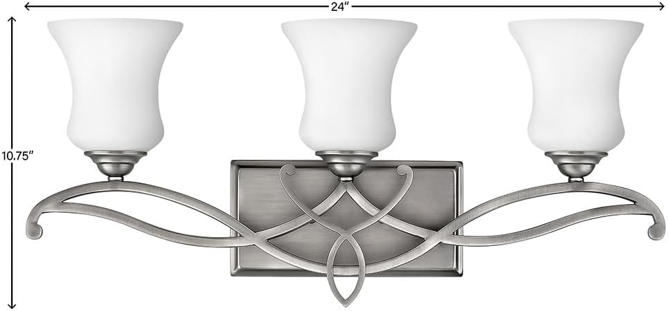 Hinkley Brooke Transitional Three Light Bathroom Vanity Fixture, Antique Nickel