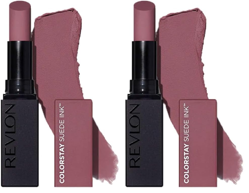 Image of REVLON ColorStay Suede INK Lipstick, Waterproof, Longwear, Transfer proof, Antioxidant-rich Vitamin E, With Vegan Formula made without parabens, Power Trip - 012 (Pack of 2)