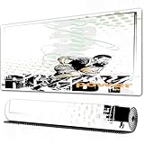 FEHWI Mauspad 80×30 cm Verlängertes großes Mauspad Schreibtischauflage,Sport, skizzenhafte Rugby-Spieler mit einem Ball Running Power Muskelkraft,genähte Kanten Gaming Mauspad,rutschfeste Gummibasis