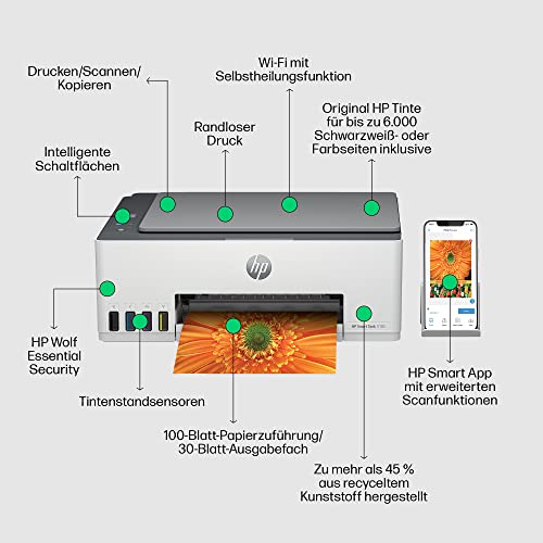 HP Smart Tank 5105 All-in-One-Drucker, Farbe, Drucker für Home und Home Office, Drucken, Kopieren, Scannen, Wireless; Druckertank mit großem Volumen; Drucken vom Smartphone oder Tablet; Scannen an PDF – Bild 4