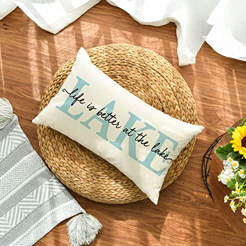 Avoin Colorlife Summer Lake Throw Pillow Cover, 12 X 20 Inch Life Is Better At The Lake Cushion Case Decoration For Sofa Couch #TOP2