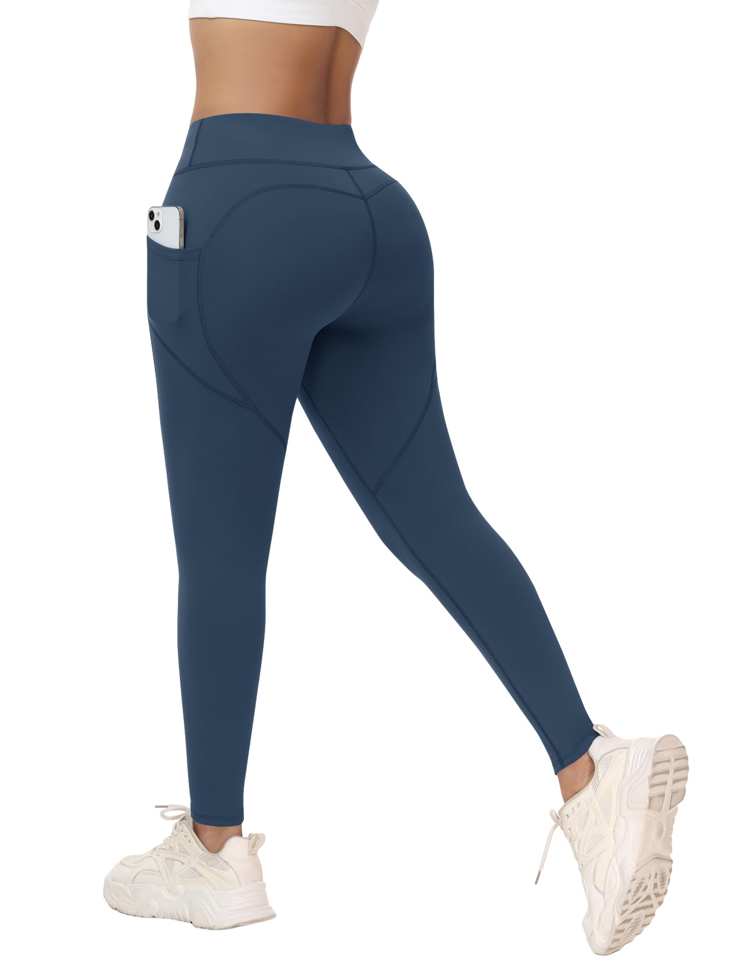 Kistore Leggings Damen High Waist Elastische Sporthose mit Taschen S-XXL | Sportleggings Damen,Leggings mit Seitentaschen,Outdoor Sport Hose,Yoga Hose