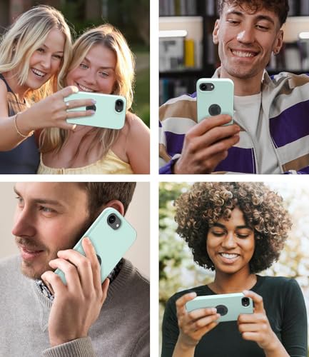 Image of Elzzi Microfiber Logo Cut Cover Compatible for iPhone 16e /17e Case Liquid Silicone Cases Full Body 4 Layer Protective Covers Shockproof Back Cover with High Raised Camera Lips (6.1 inch, Mint Green)