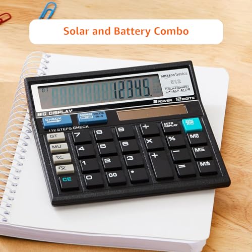Image of Amazon Basics AB-512 12-Digit Display Basic Calculator(Black)