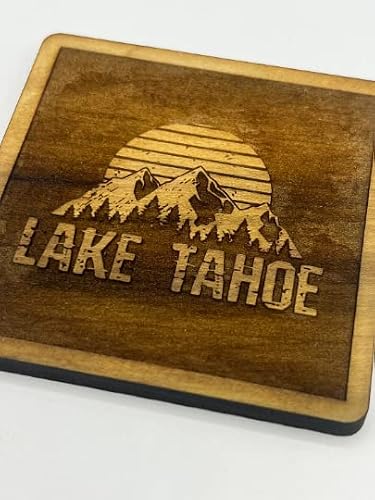 Lake Tahoe Custom Engraved Hand Made Coasters (Walnut) #TOP5