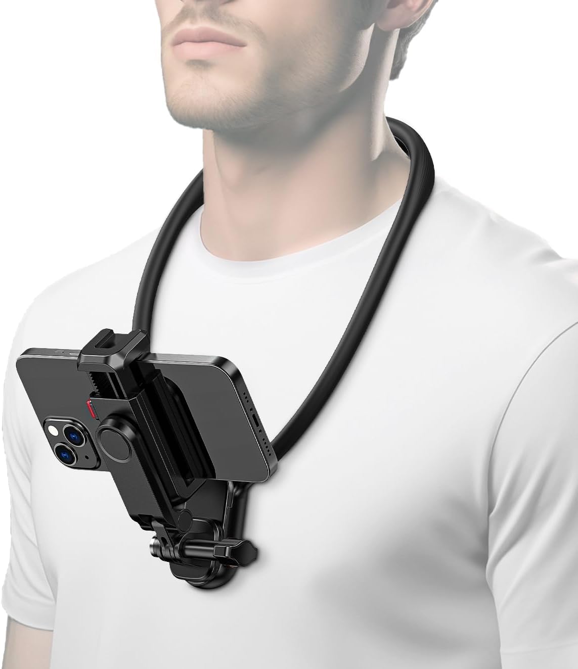 KRLZ Neck Cell Phone Holder, Hands Free POV/Vlog Chest Phone Holder for Recording, Compatible with iPhone Andriod, Universal Multi-Functional Phone Stand for 4.7''-6.7'' Phone-image-49