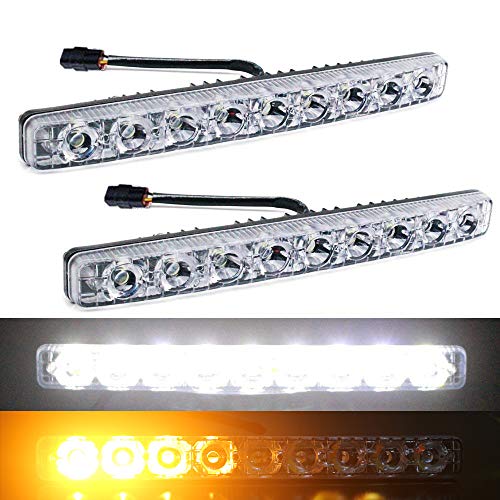 YIJINSHENG Car Universal Fit 9 LED High Power LED Daytime Running Lights DRL Kit Extreme Bright Spot Fog Lamp Xenon White (white to yellow flow)